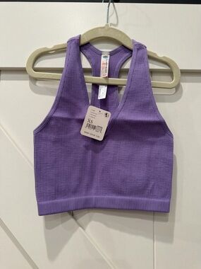FP Movement by Free People Ribbed Racerback Crop Tank Top - Lavender Purple